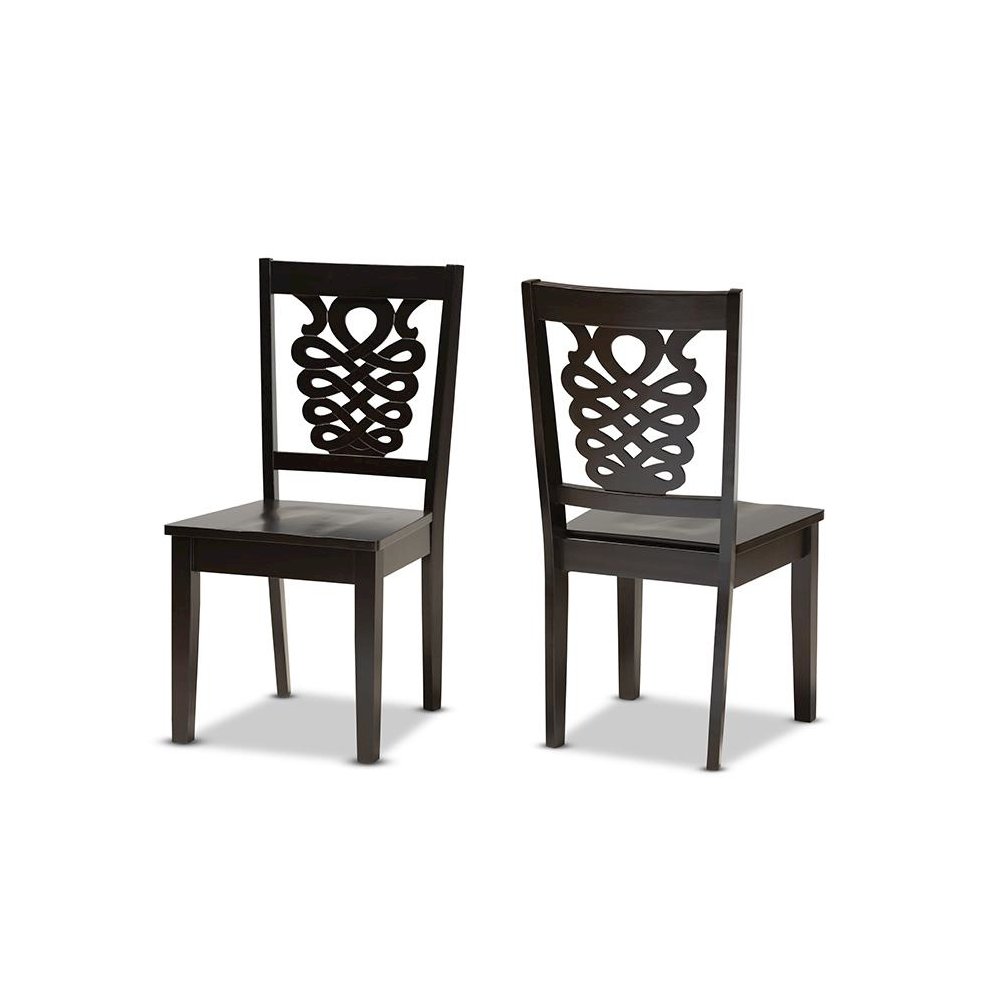 Transitional Dark Brown Finished Wood 2-Piece Dining Chair Set. Picture 1