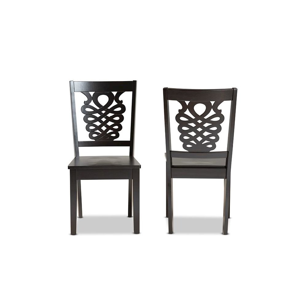 Transitional Dark Brown Finished Wood 2-Piece Dining Chair Set. Picture 2