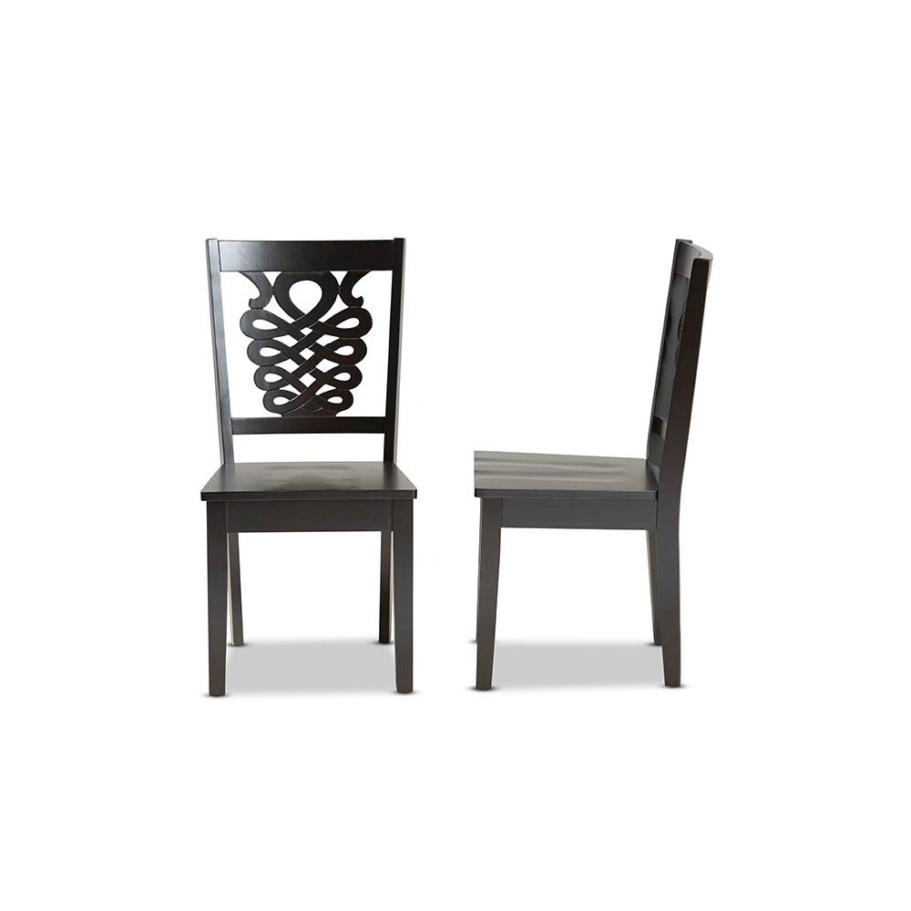 Transitional Dark Brown Finished Wood 2-Piece Dining Chair Set. Picture 3