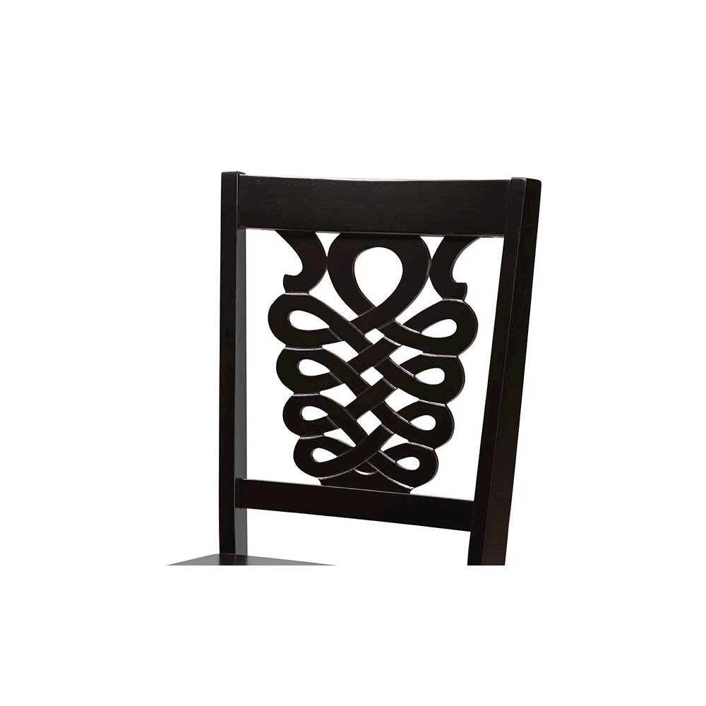 Transitional Dark Brown Finished Wood 5-Piece Dining Set. Picture 5