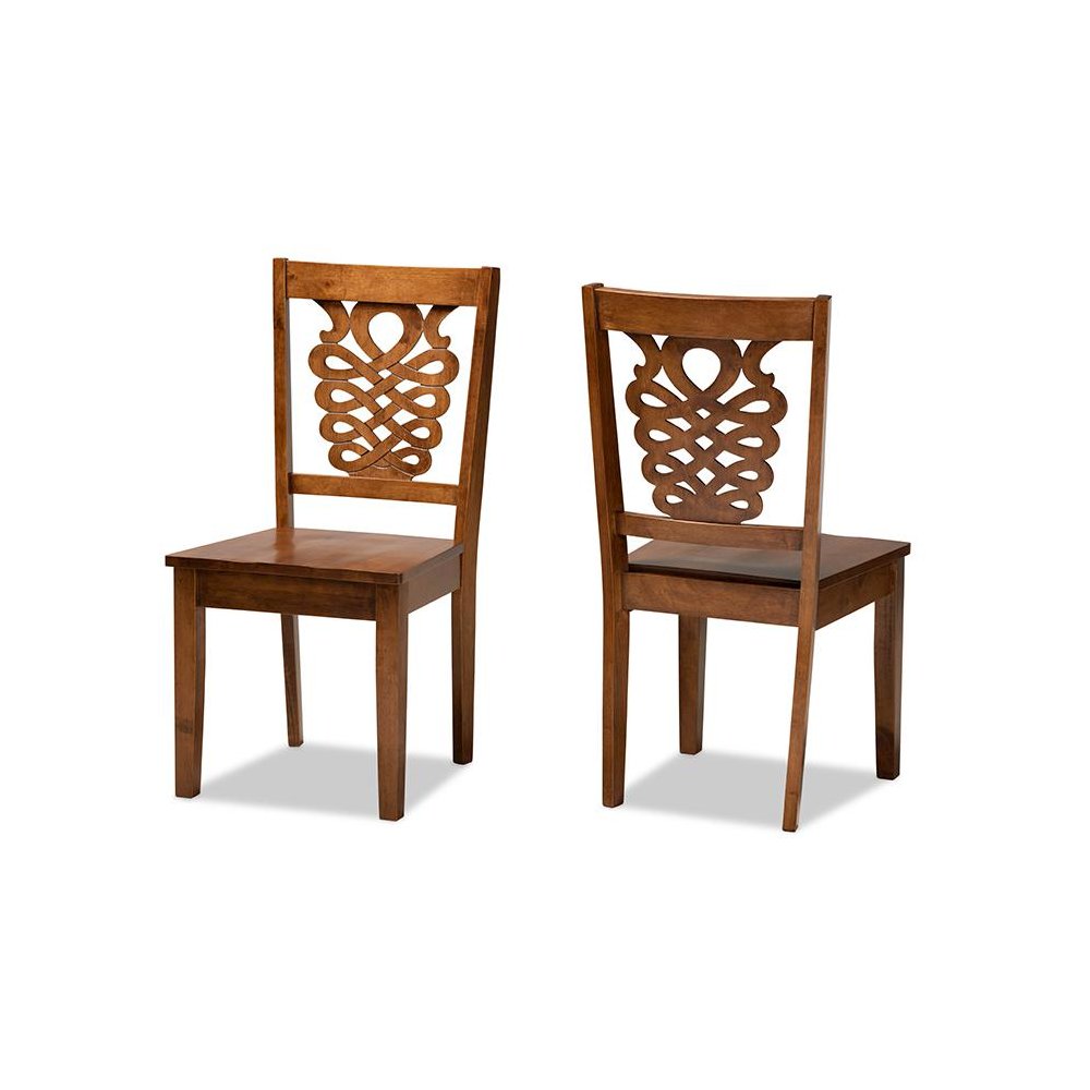 Transitional Walnut Brown Finished Wood 2-Piece Dining Chair Set. Picture 1