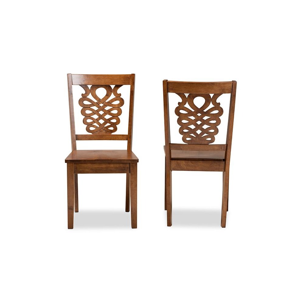 Transitional Walnut Brown Finished Wood 2-Piece Dining Chair Set. Picture 2