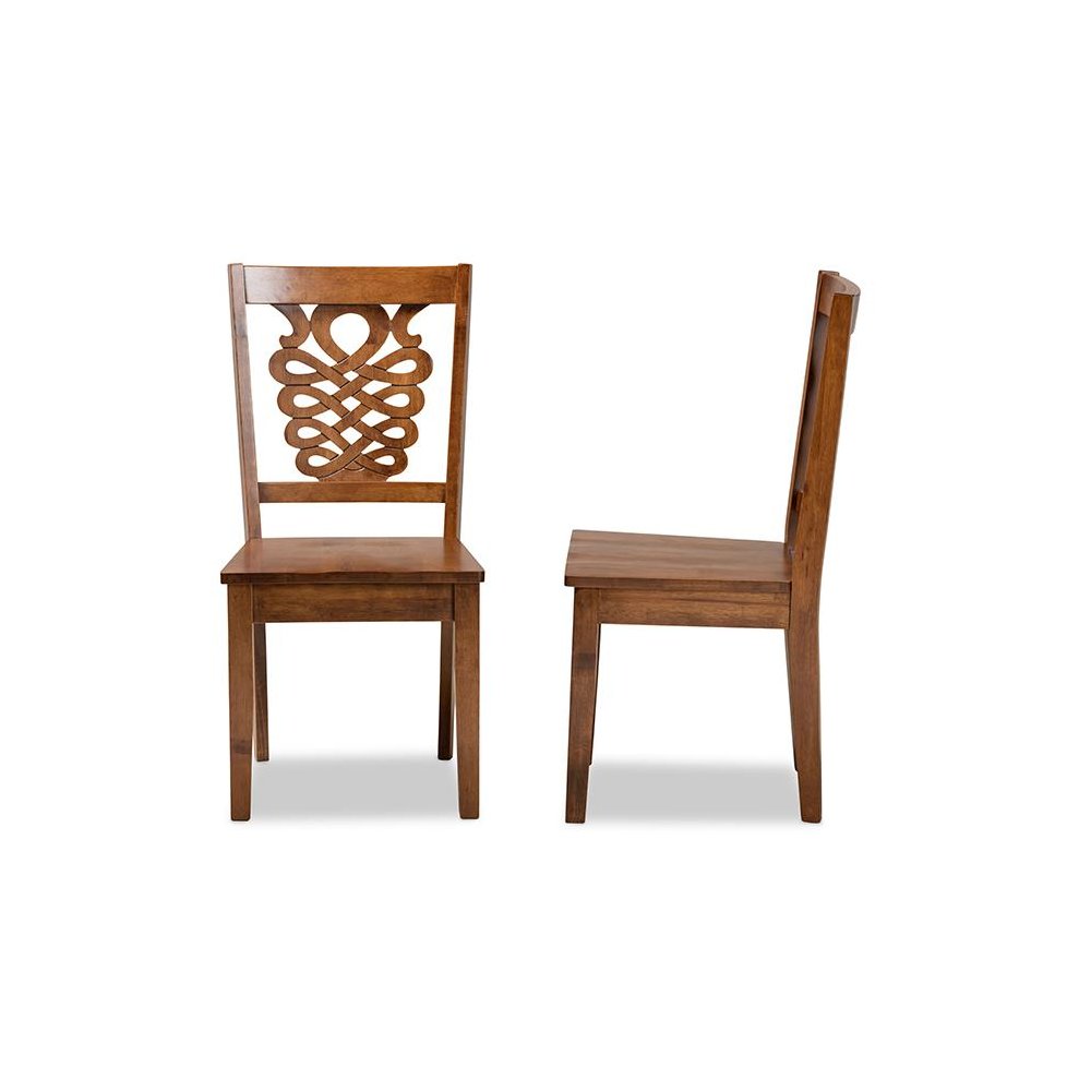 Transitional Walnut Brown Finished Wood 2-Piece Dining Chair Set. Picture 3