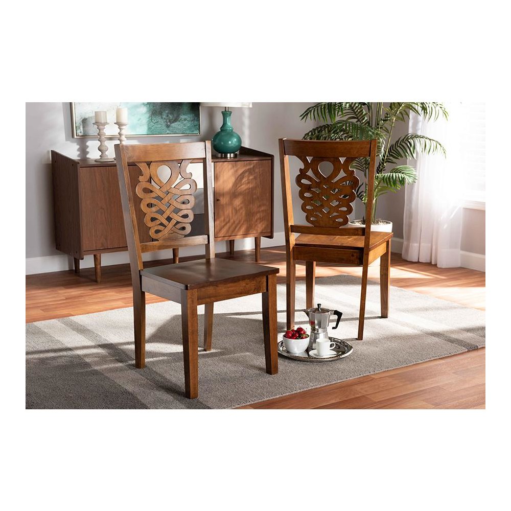 Transitional Walnut Brown Finished Wood 2-Piece Dining Chair Set. Picture 6