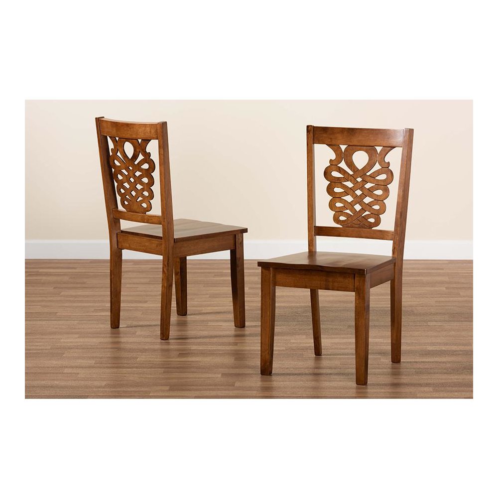 Transitional Walnut Brown Finished Wood 2-Piece Dining Chair Set. Picture 7