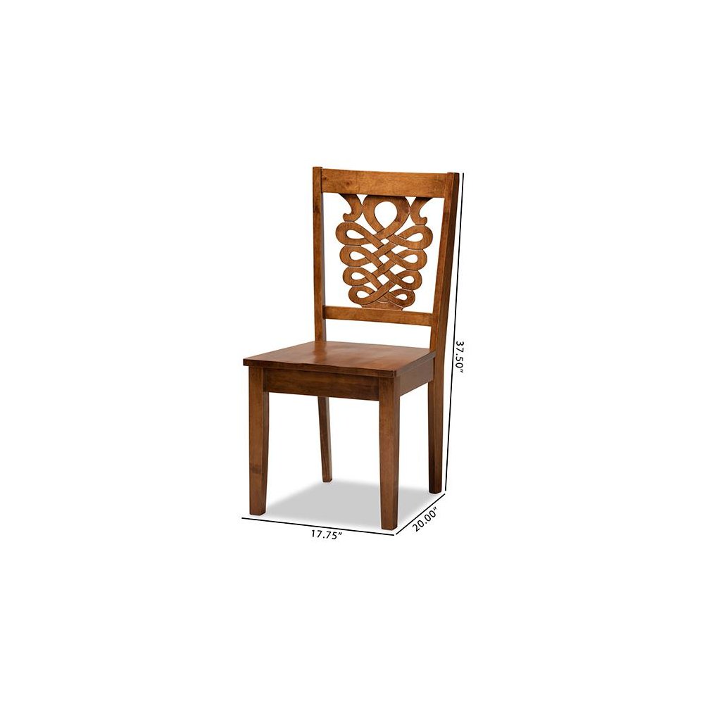 Transitional Walnut Brown Finished Wood 2-Piece Dining Chair Set. Picture 8