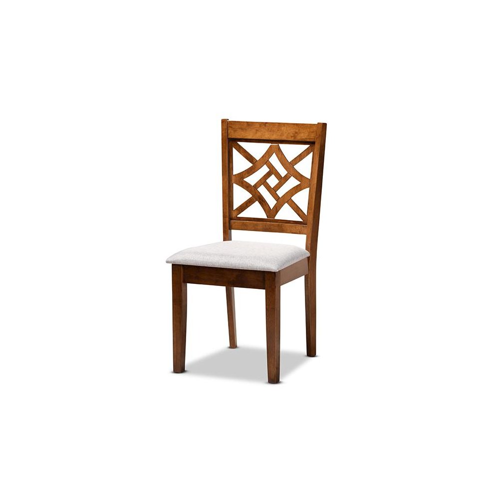 Grey Fabric Upholstered and Walnut Brown Finished Wood 5-Piece Dining Set. Picture 2