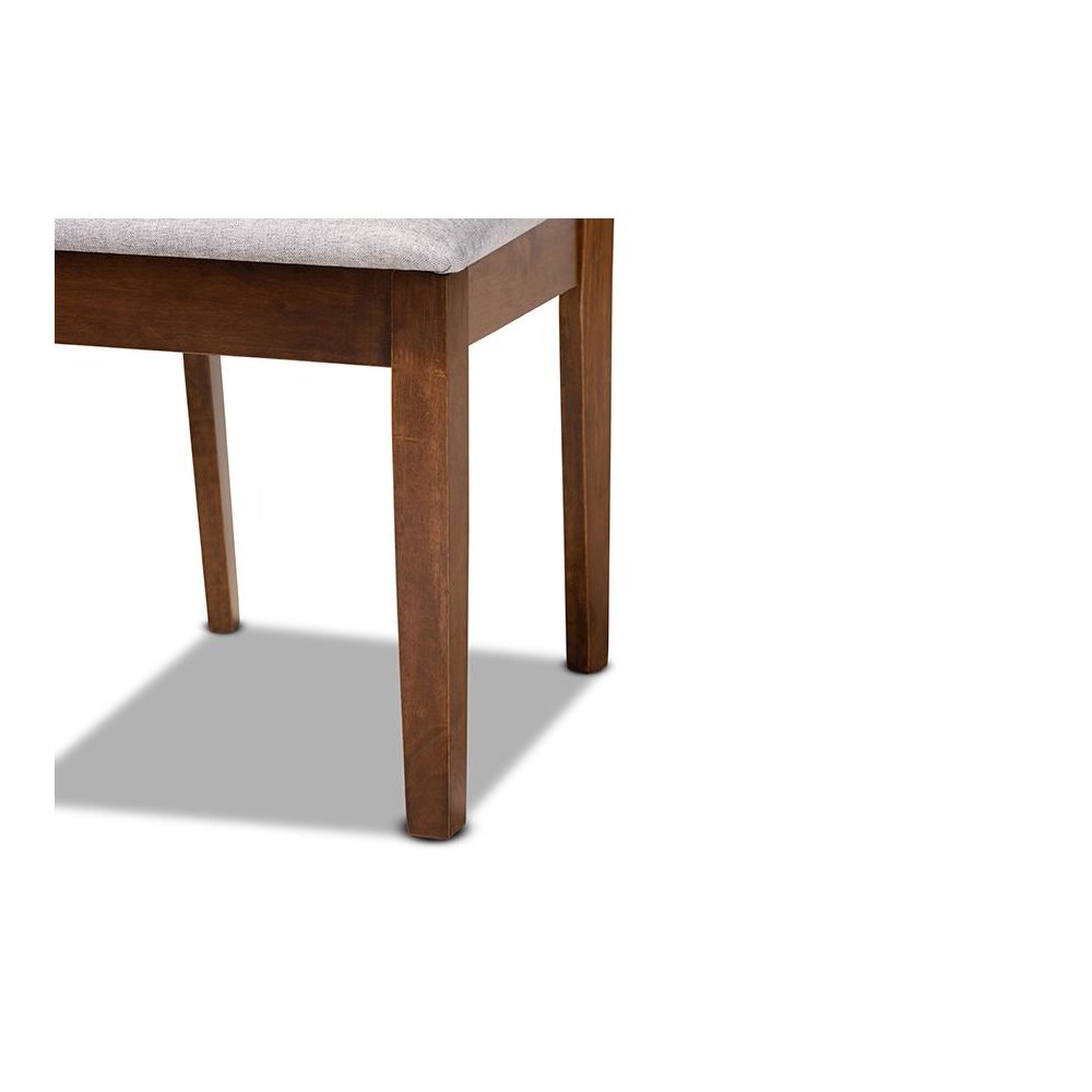 Grey Fabric Upholstered and Walnut Brown Finished Wood 5-Piece Dining Set. Picture 6