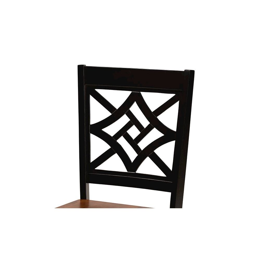 Two-Tone Dark Brown and Walnut Brown Finished Wood 5-Piece Dining Set. Picture 5