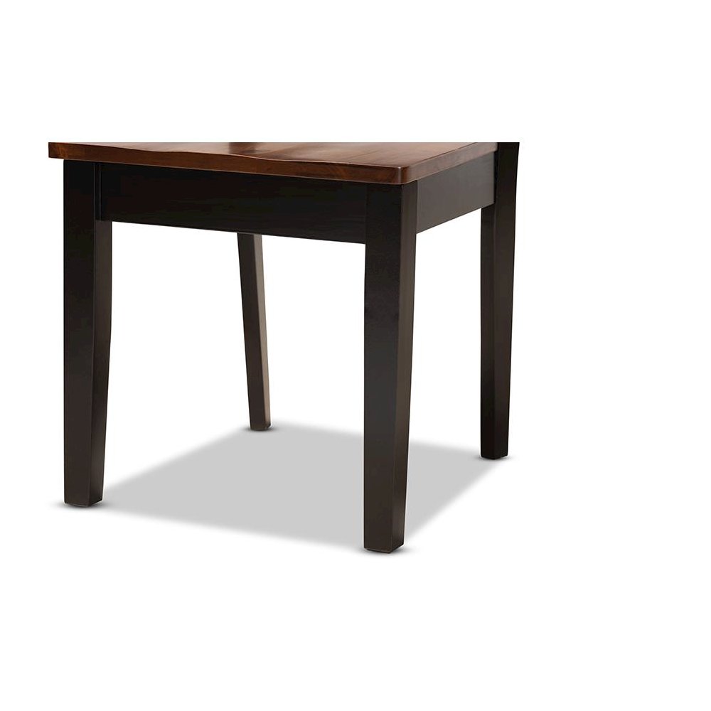 Two-Tone Dark Brown and Walnut Brown Finished Wood 5-Piece Dining Set. Picture 6