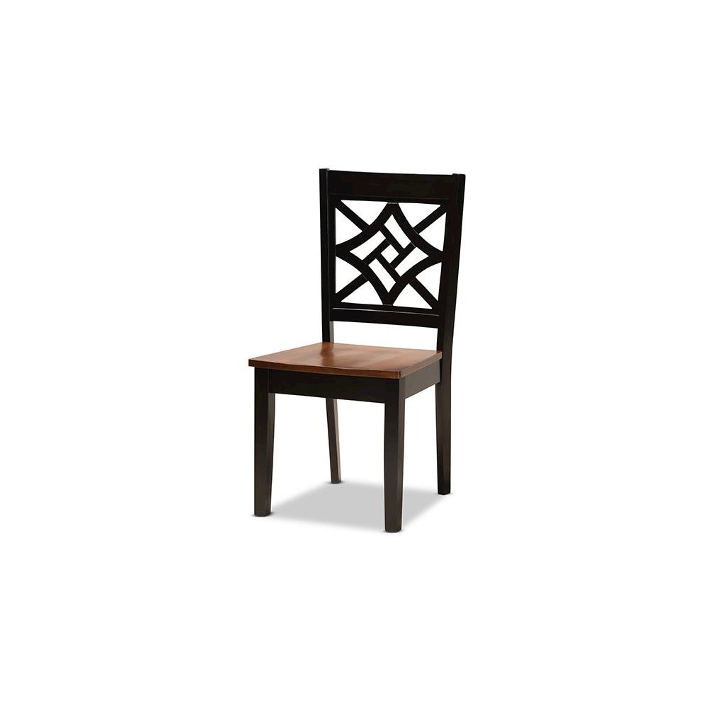 Two-Tone Dark Brown and Walnut Brown Finished Wood 5-Piece Dining Set. Picture 2