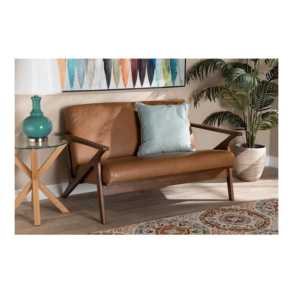 Leather Effect Loveseat. Picture 7