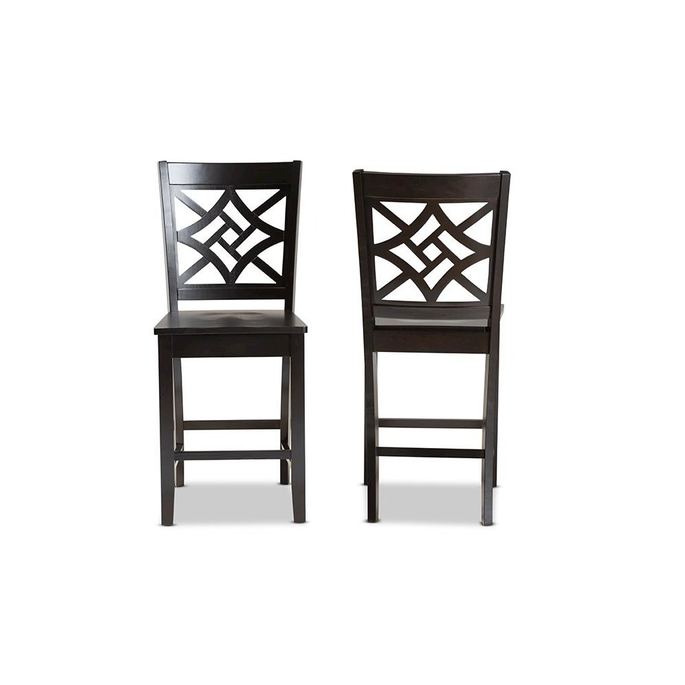 Transitional Dark Brown Finished Wood 2-Piece Counter Stool Set. Picture 2