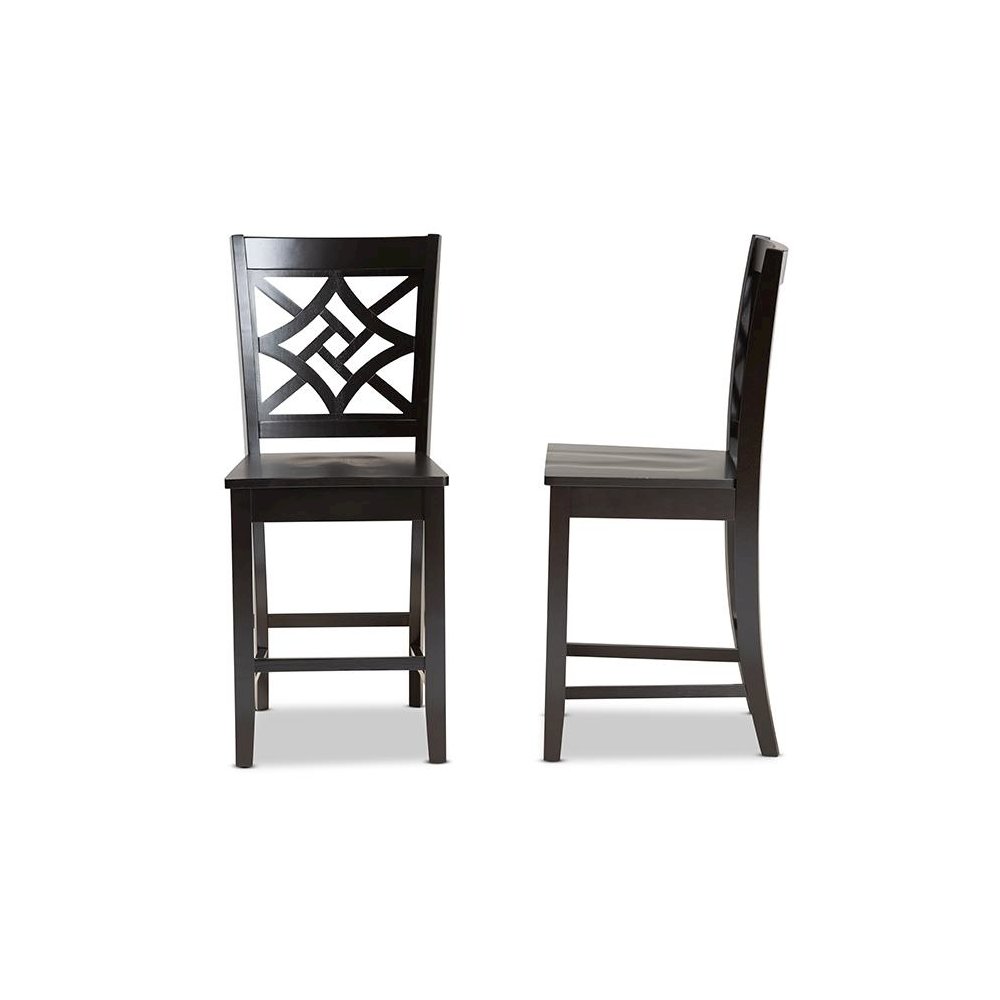 Transitional Dark Brown Finished Wood 2-Piece Counter Stool Set. Picture 3