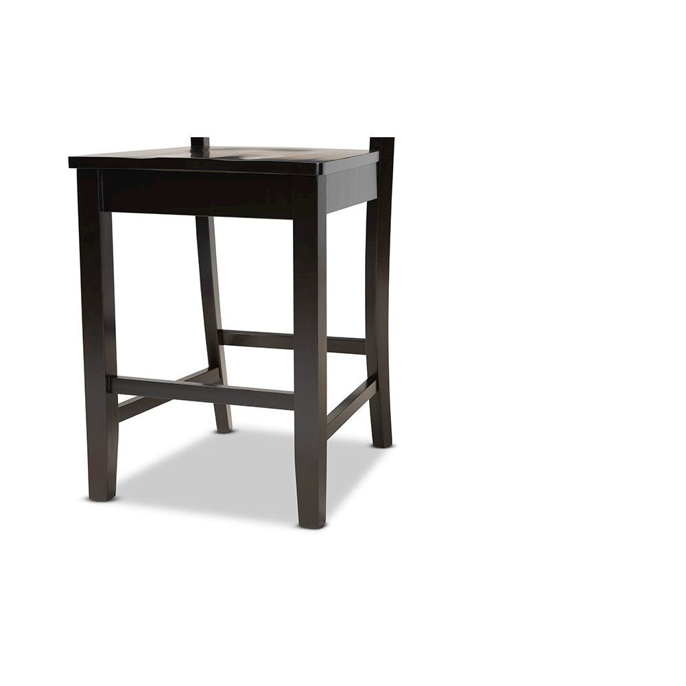 Transitional Dark Brown Finished Wood 2-Piece Counter Stool Set. Picture 5