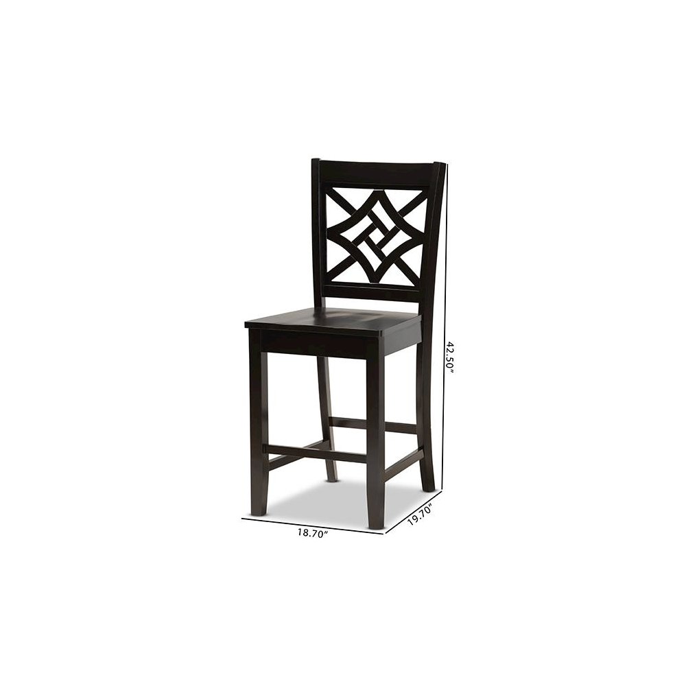 Transitional Dark Brown Finished Wood 2-Piece Counter Stool Set. Picture 8