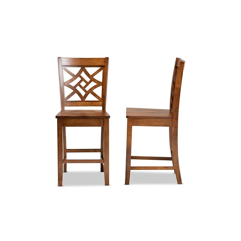 Transitional Walnut Brown Finished Wood 2-Piece Counter Stool Set. Picture 3