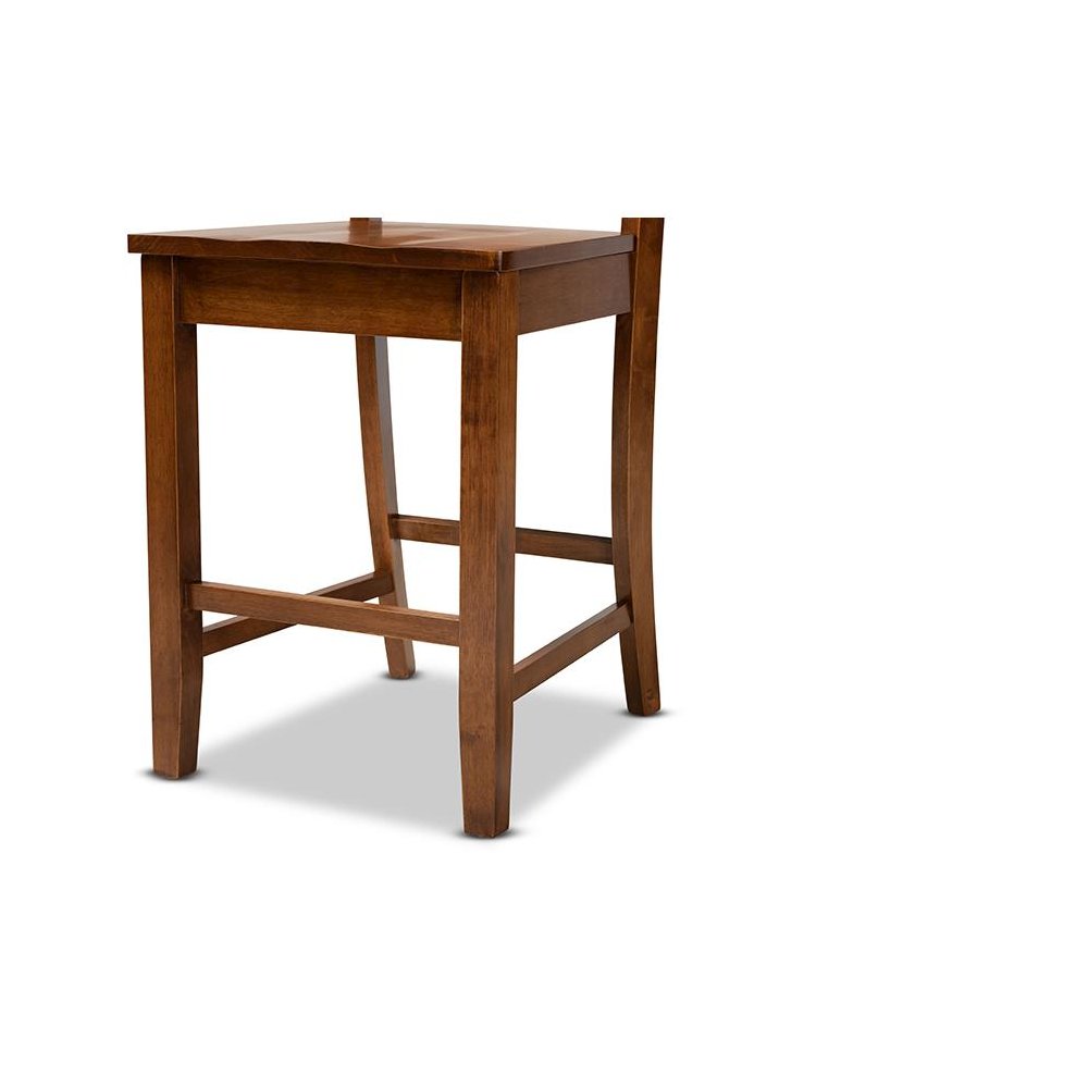 Transitional Walnut Brown Finished Wood 2-Piece Counter Stool Set. Picture 5
