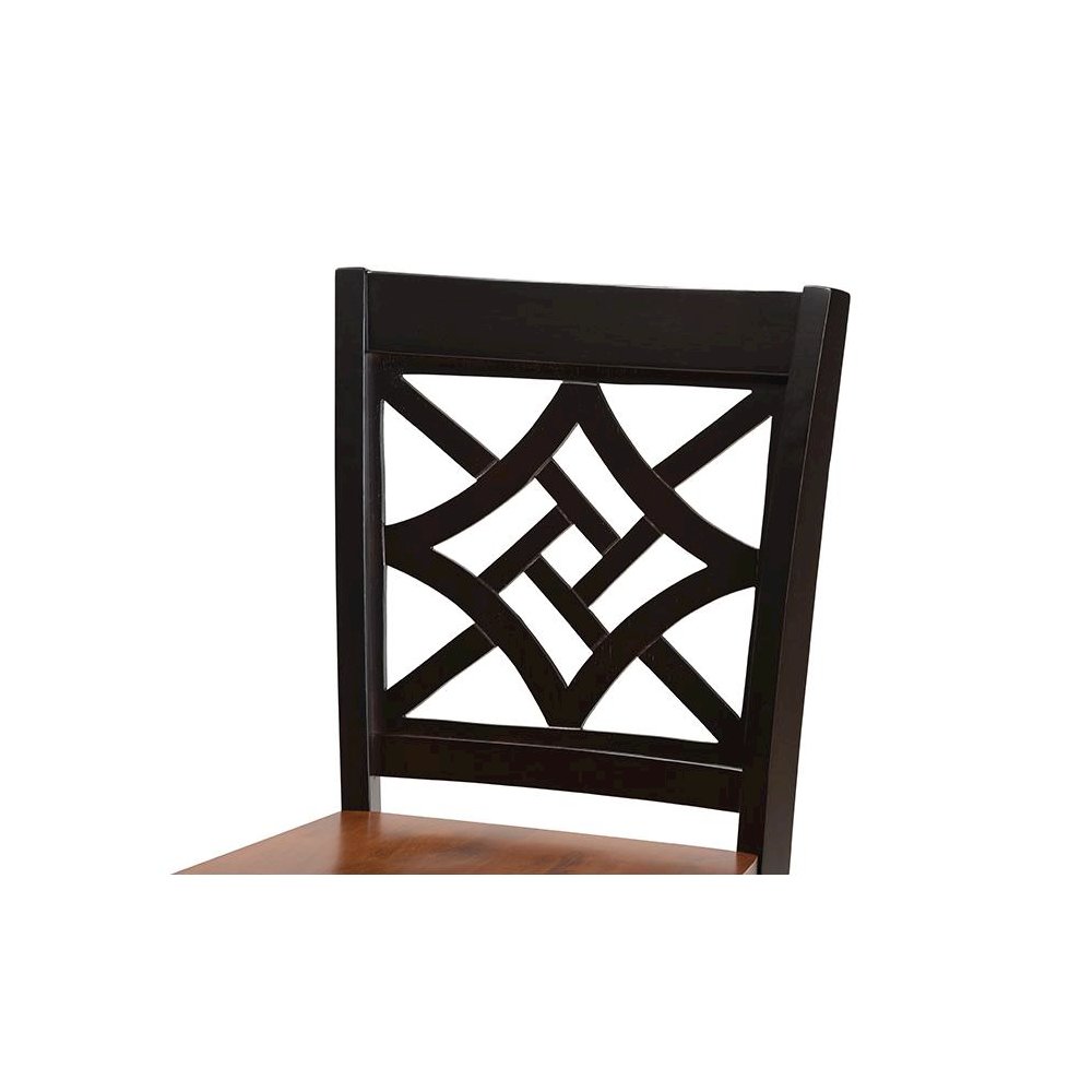 Two-Tone Dark Brown and Walnut Brown Finished Wood 2-Piece Counter Stool Set. Picture 4