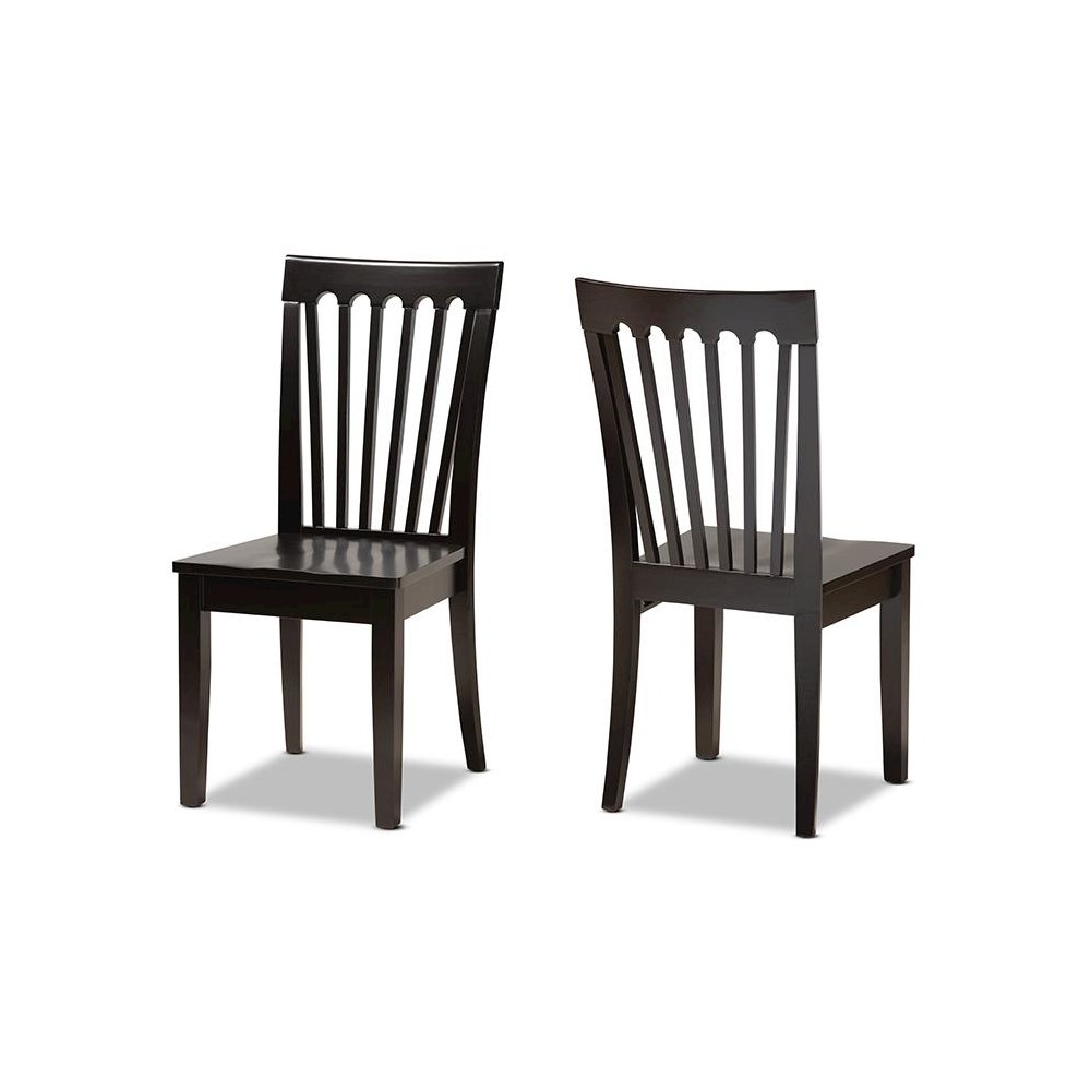 Transitional Dark Brown Finished Wood 2-Piece Dining Chair Set. Picture 1