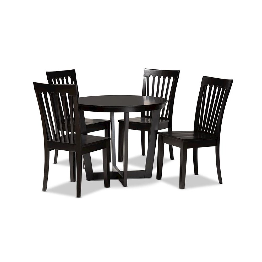 Sasa Modern and Contemporary Dark Brown Finished Wood 5-Piece Dining Set. Picture 1