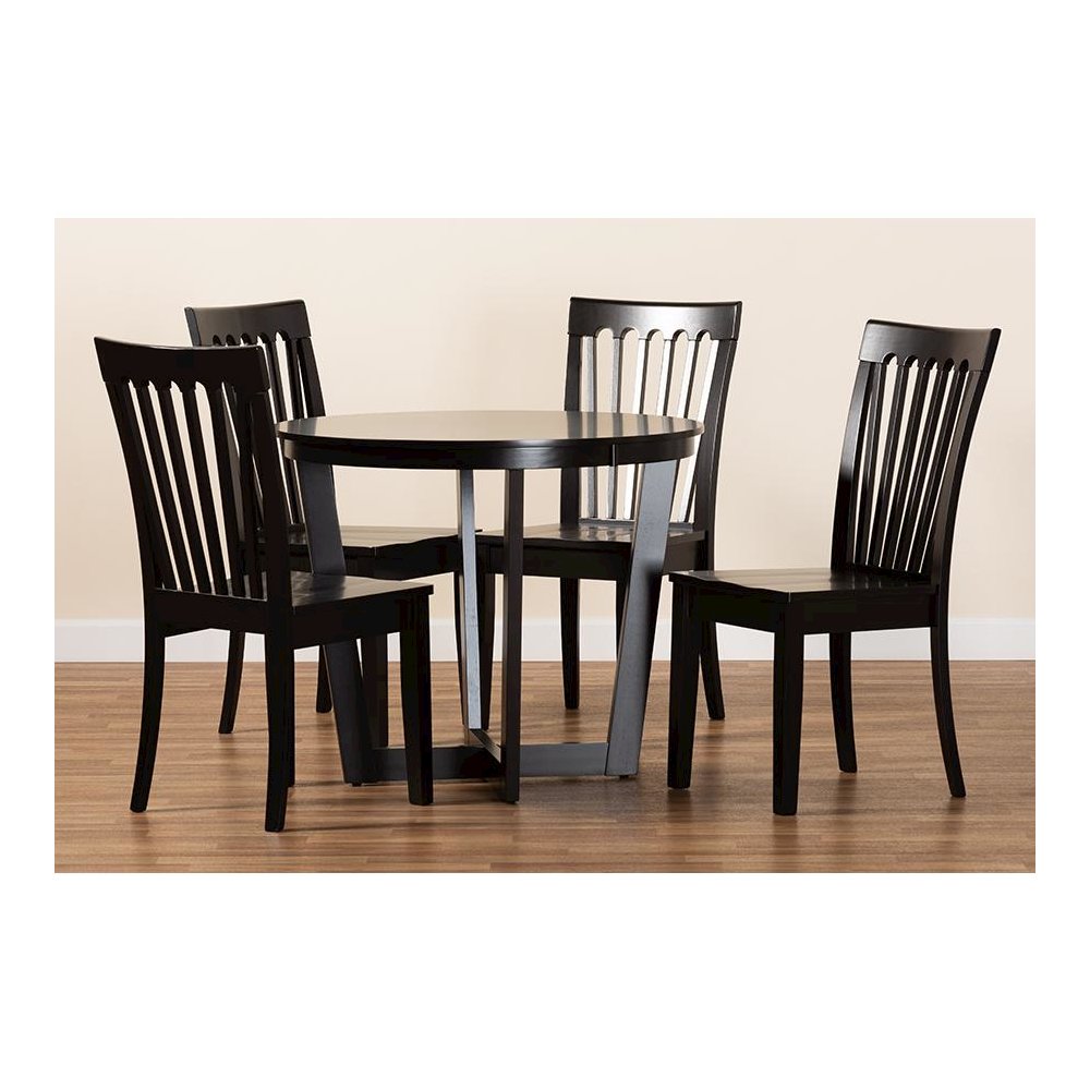Sasa Modern and Contemporary Dark Brown Finished Wood 5-Piece Dining Set. Picture 8