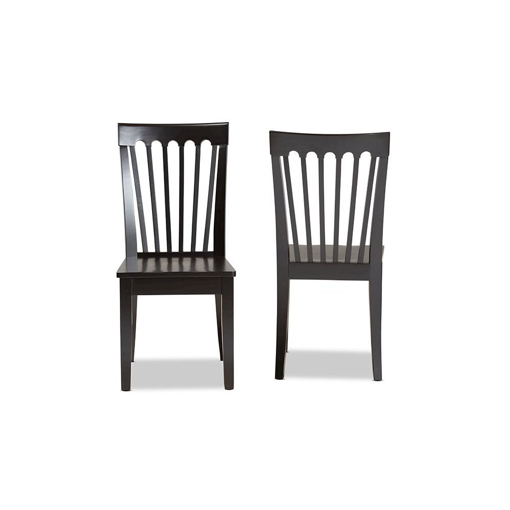 Transitional Dark Brown Finished Wood 2-Piece Dining Chair Set. Picture 2