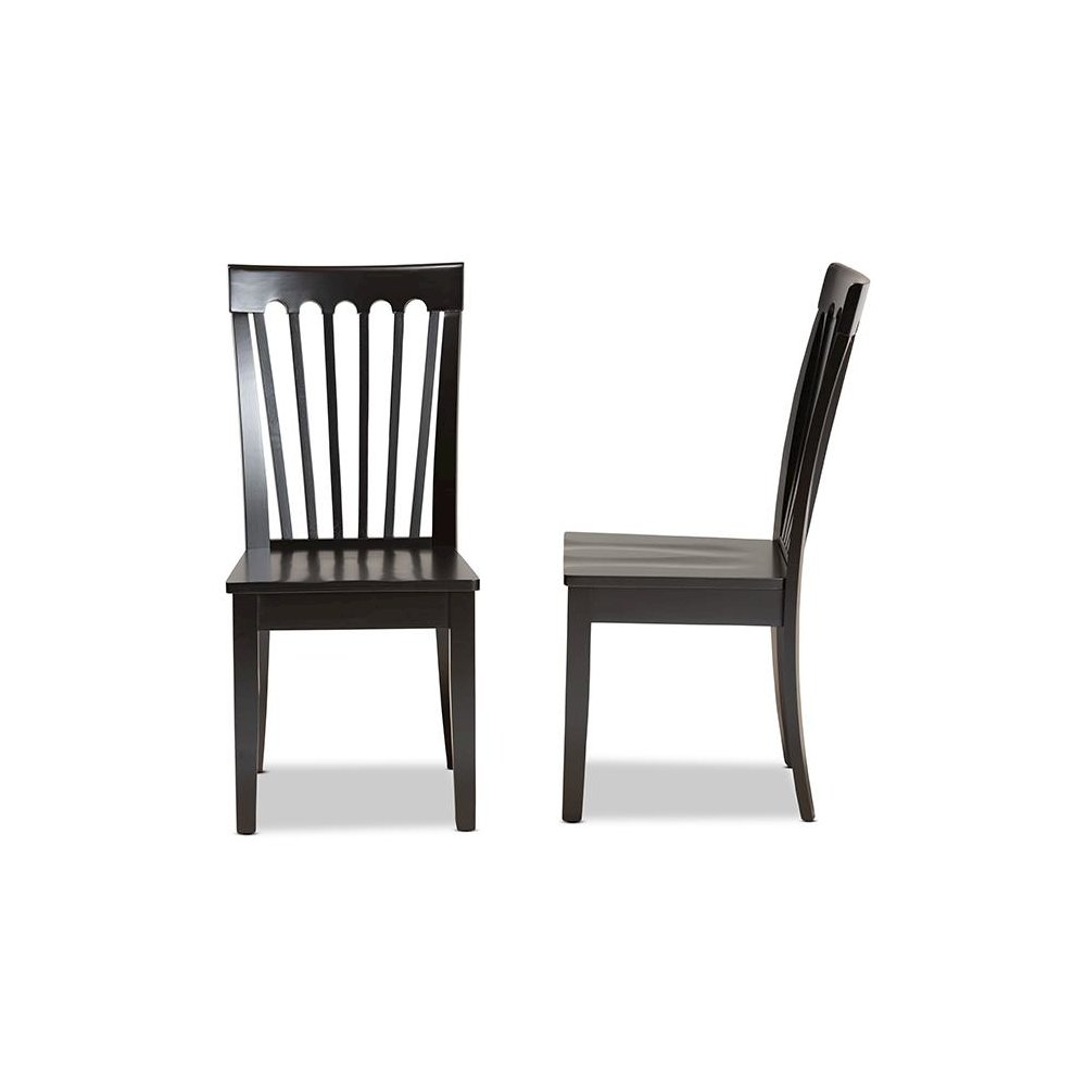 Transitional Dark Brown Finished Wood 2-Piece Dining Chair Set. Picture 3