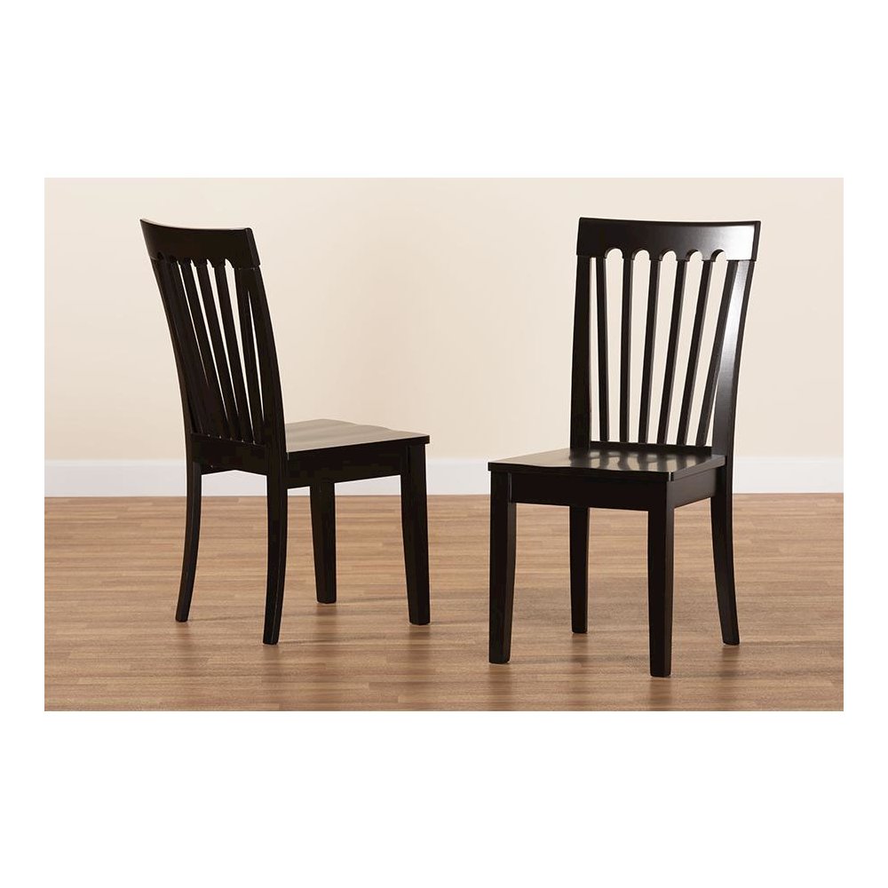 Transitional Dark Brown Finished Wood 2-Piece Dining Chair Set. Picture 7