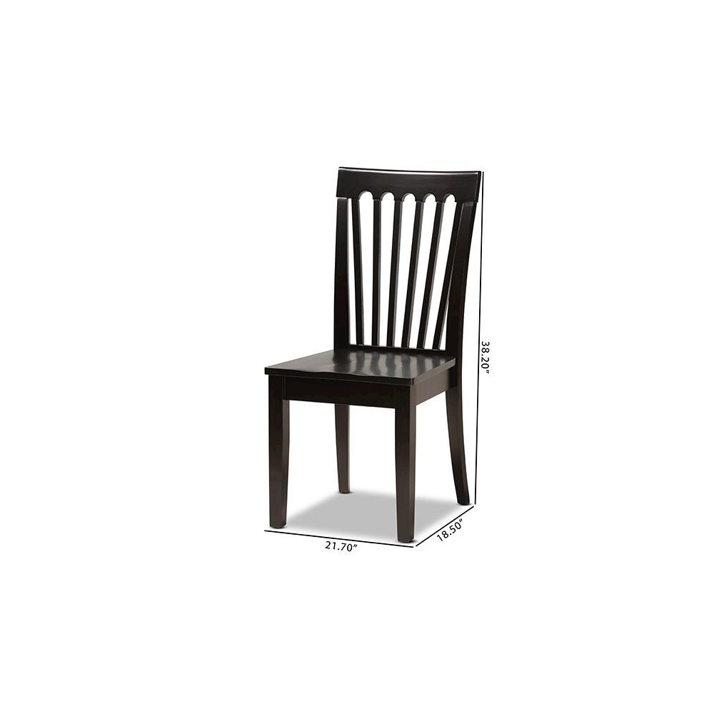 Transitional Dark Brown Finished Wood 2-Piece Dining Chair Set. Picture 8
