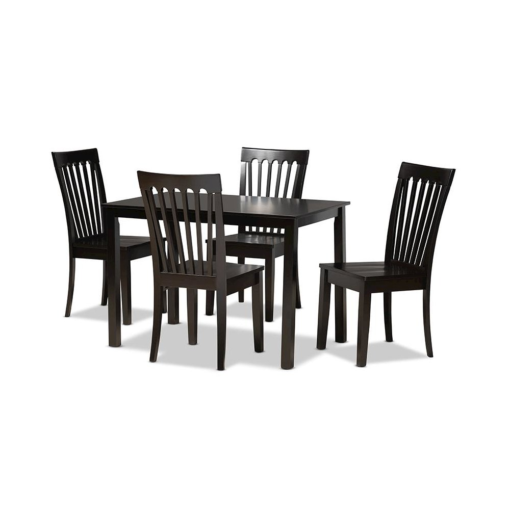 Erion Modern and Contemporary Dark Brown Finished Wood 5-Piece Dining Set. Picture 1