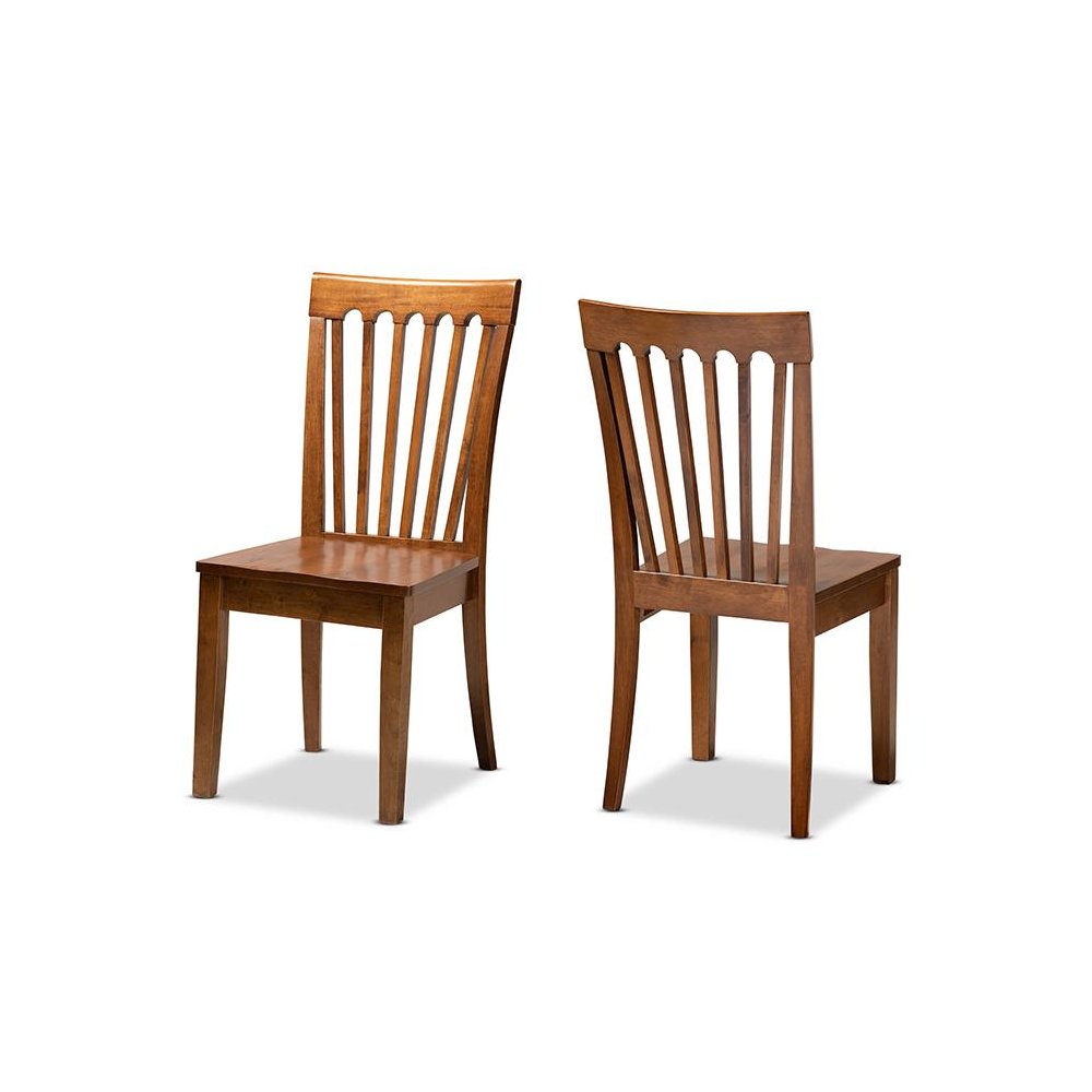 Transitional Walnut Brown Finished Wood 2-Piece Dining Chair Set. Picture 1