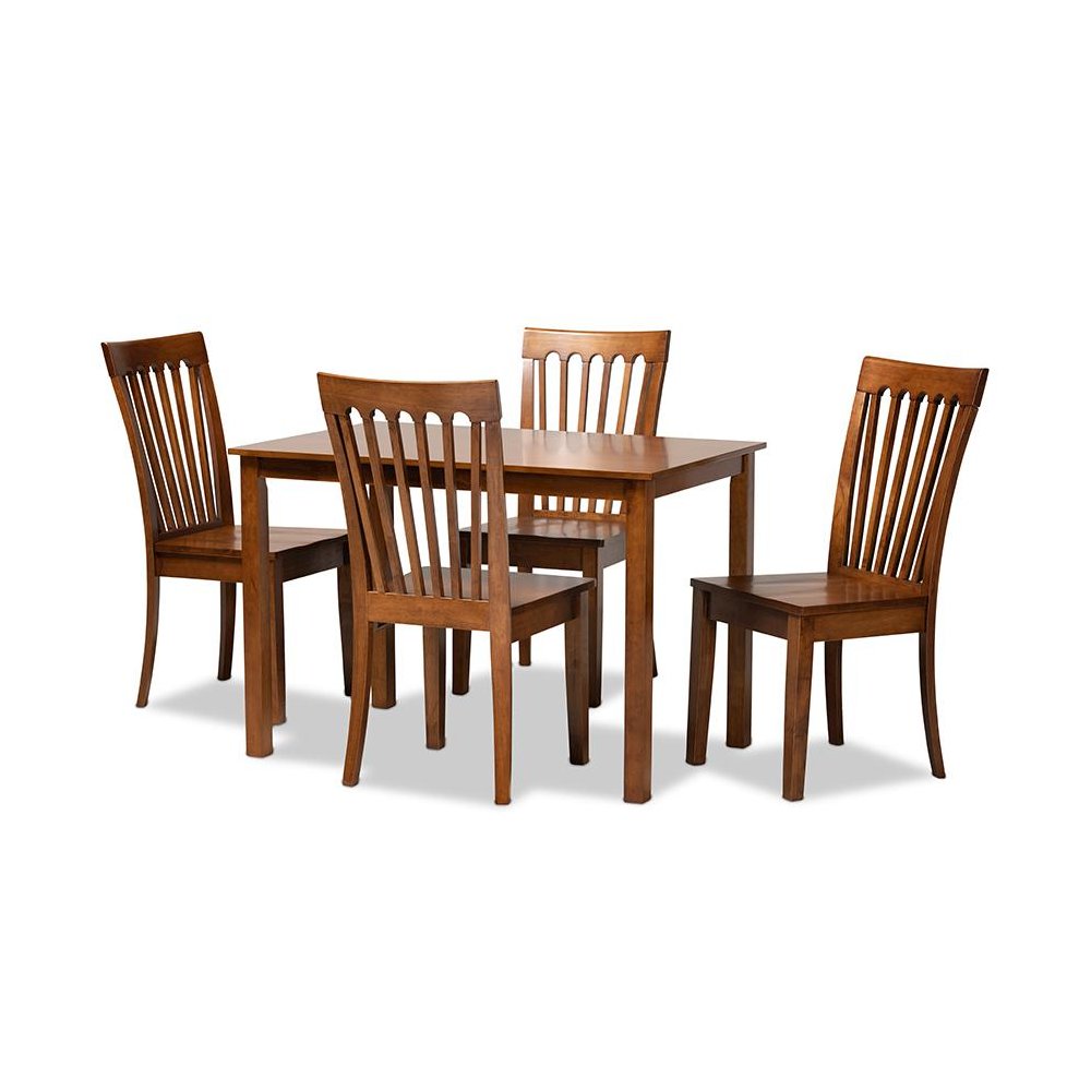 Erion Modern and Contemporary Walnut Brown Finished Wood 5-Piece Dining Set. Picture 1