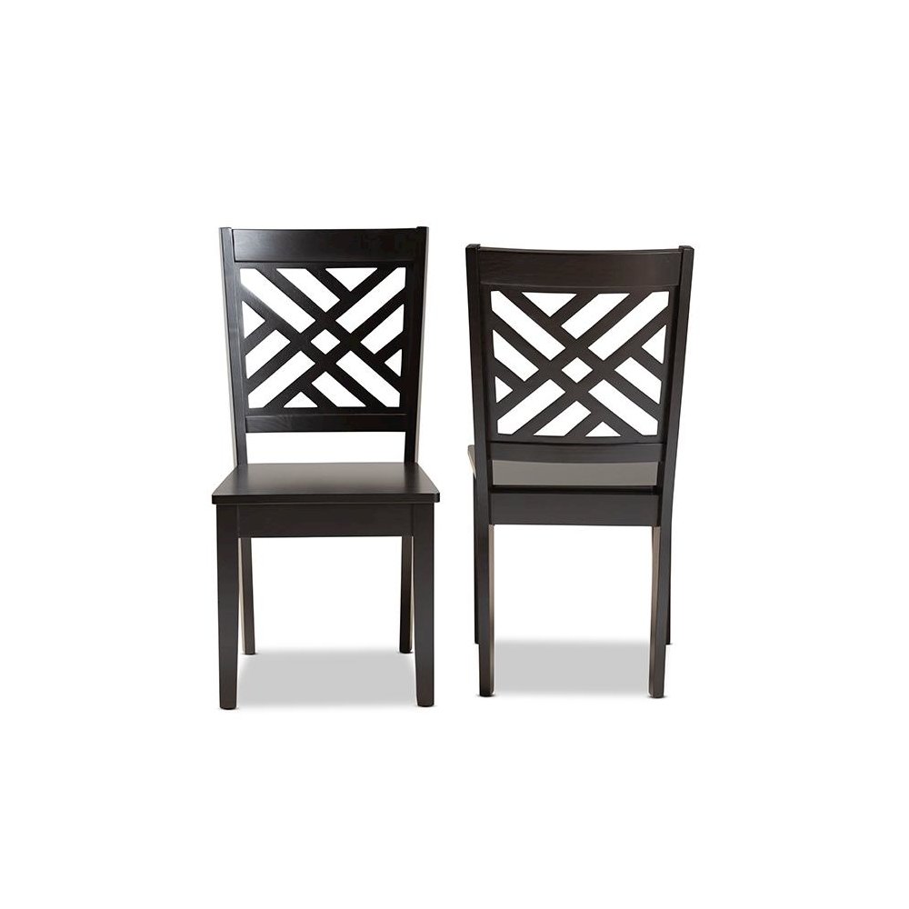 Transitional Dark Brown Finished Wood 2-Piece Dining Chair Set. Picture 2