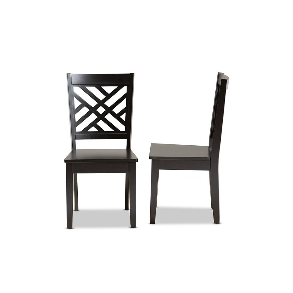 Transitional Dark Brown Finished Wood 2-Piece Dining Chair Set. Picture 3