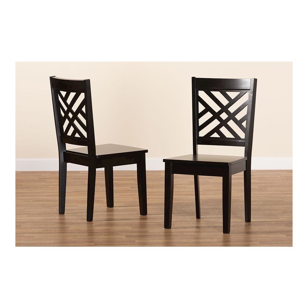 Transitional Dark Brown Finished Wood 2-Piece Dining Chair Set. Picture 7