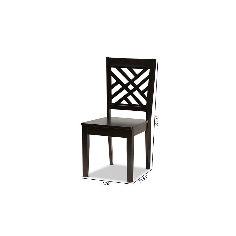 Transitional Dark Brown Finished Wood 2-Piece Dining Chair Set. Picture 8