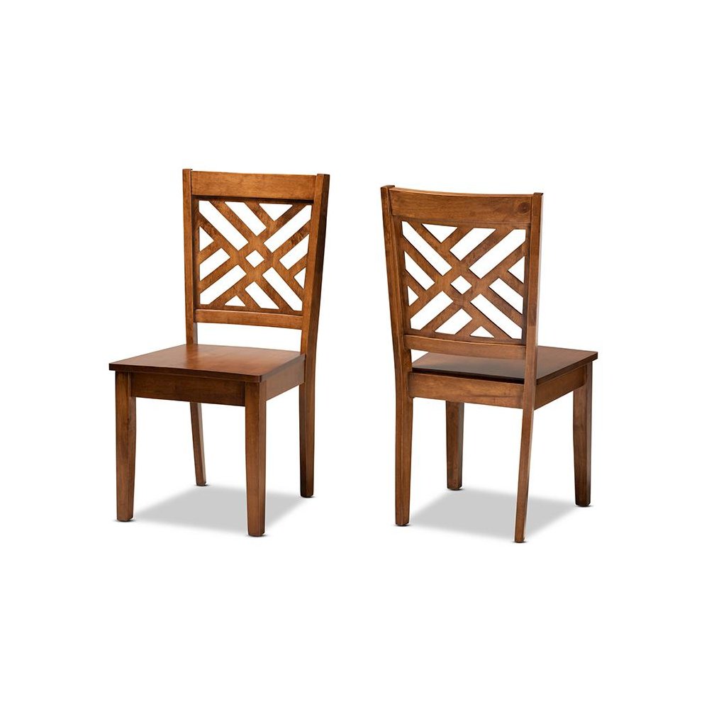 Transitional Walnut Brown Finished Wood 2-Piece Dining Chair Set. Picture 1