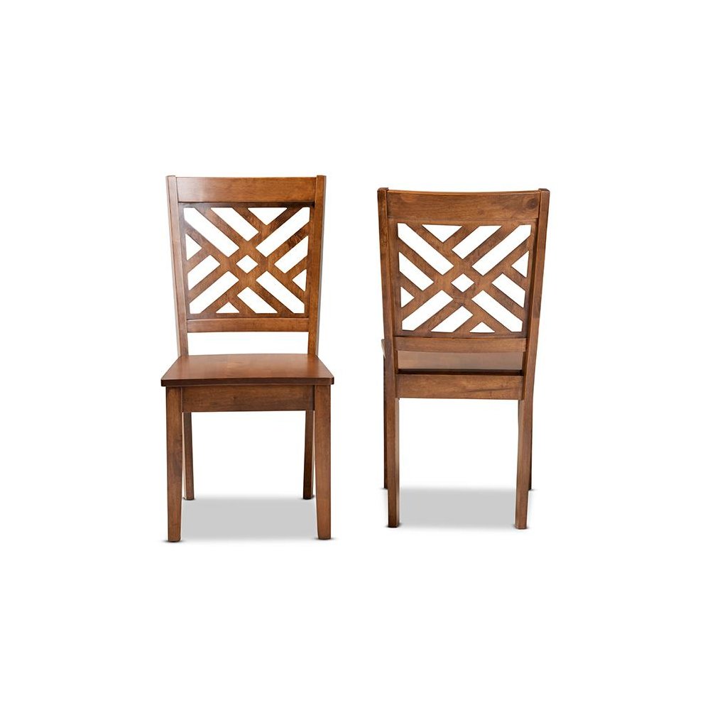 Transitional Walnut Brown Finished Wood 2-Piece Dining Chair Set. Picture 2