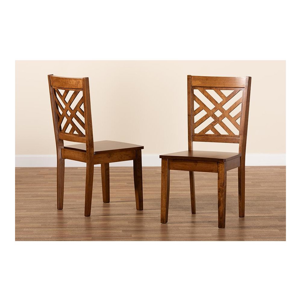 Transitional Walnut Brown Finished Wood 2-Piece Dining Chair Set. Picture 7
