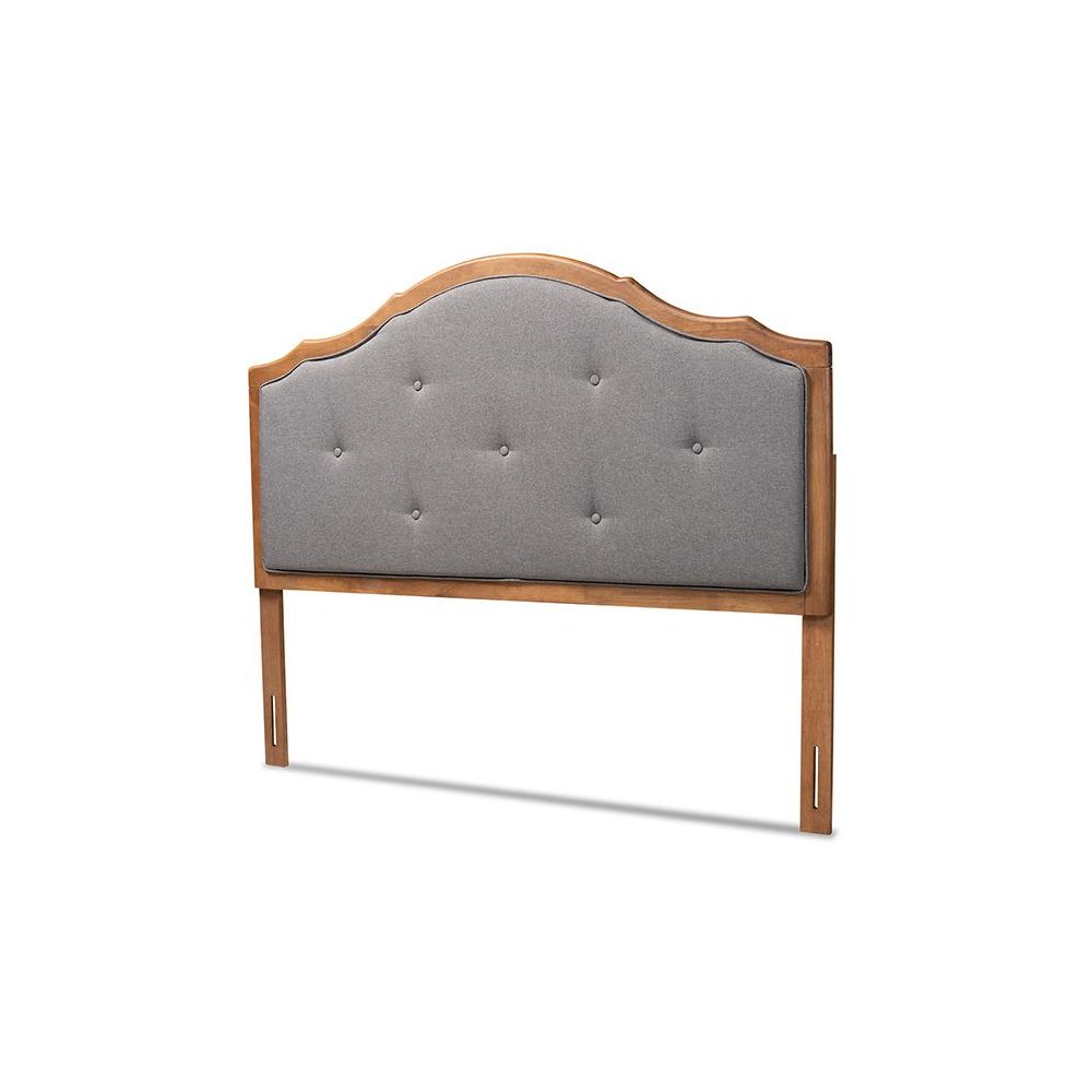 Walnut Brown Finished Wood Queen Size Arched Headboard. Picture 1