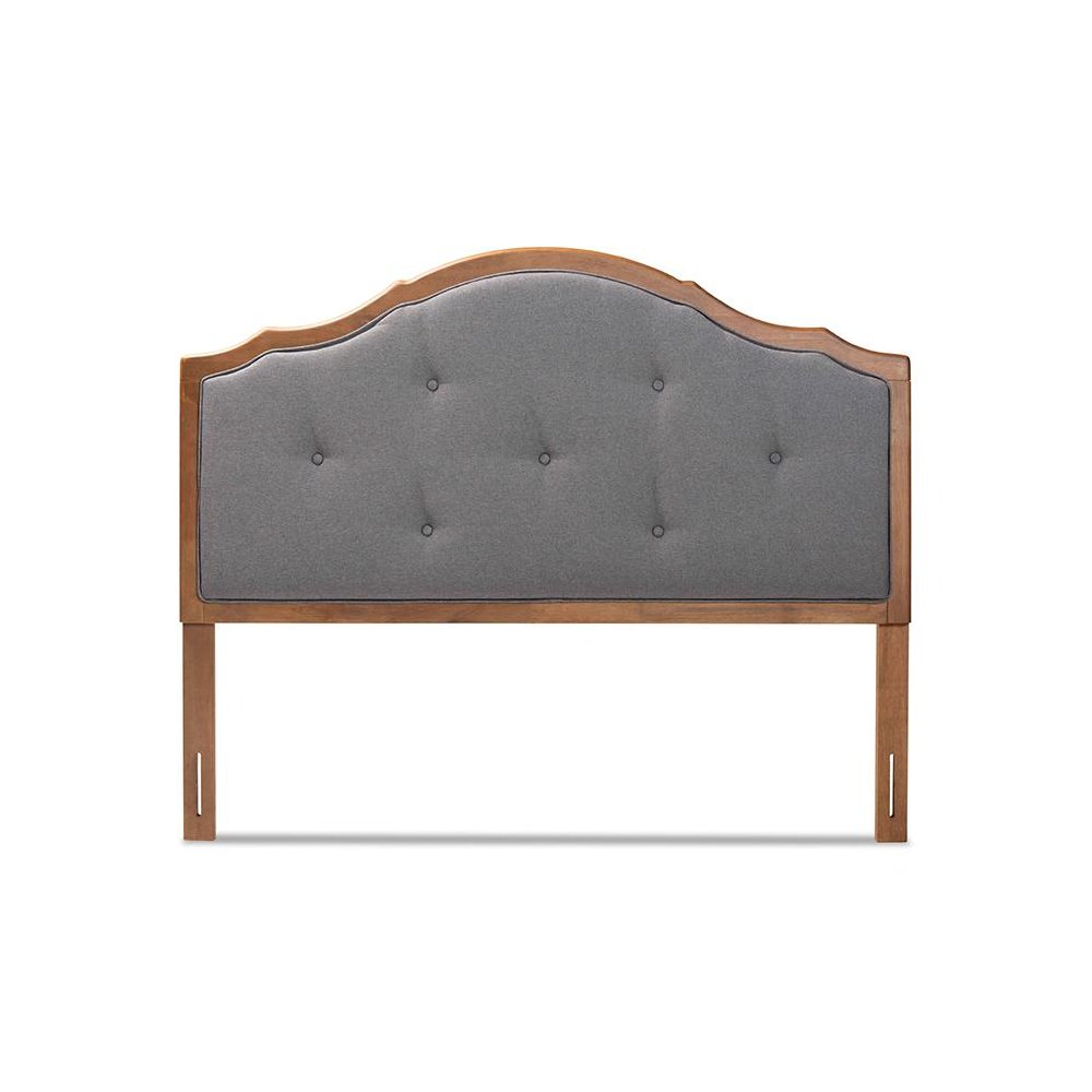 Walnut Brown Finished Wood Queen Size Arched Headboard. Picture 2