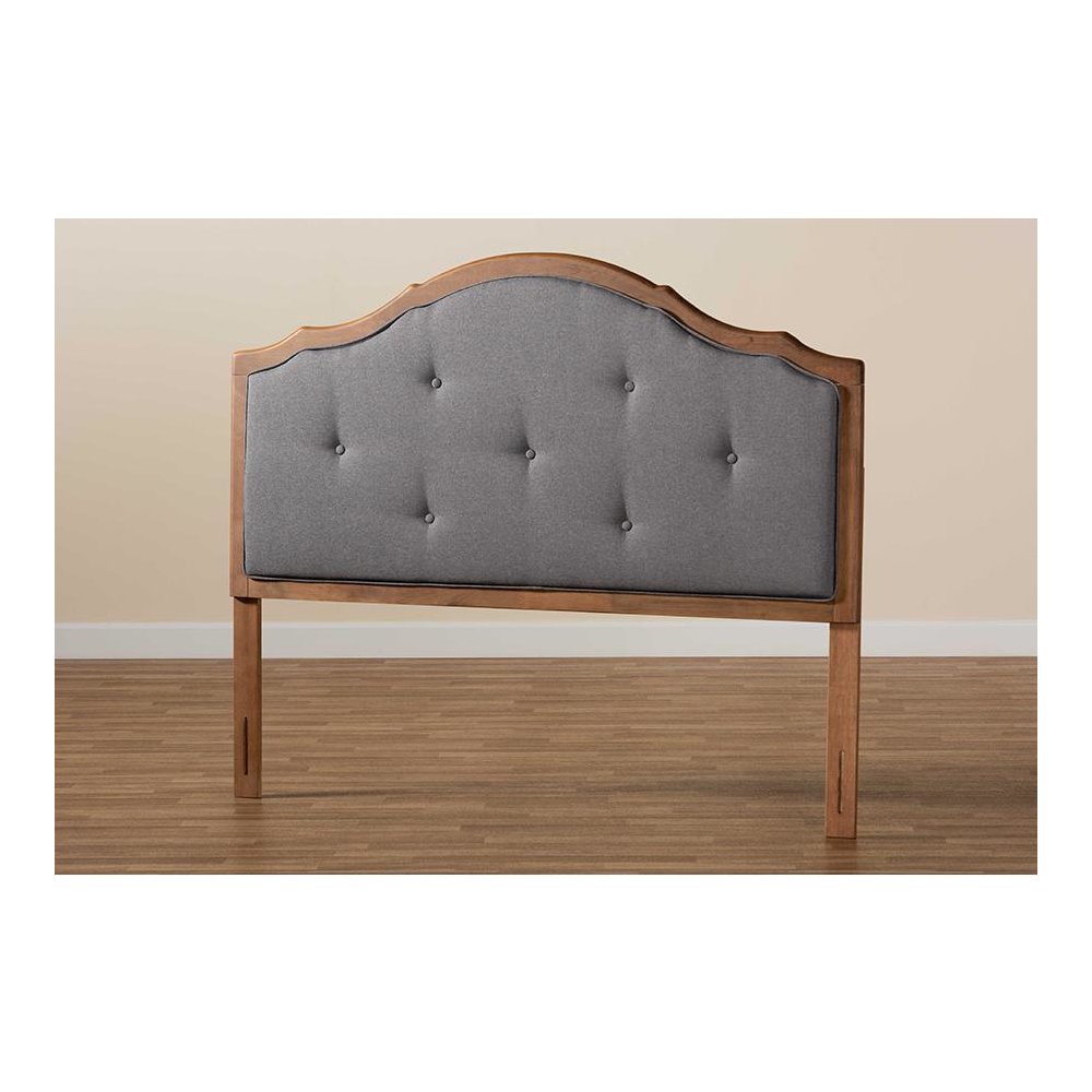 Walnut Brown Finished Wood Queen Size Arched Headboard. Picture 5