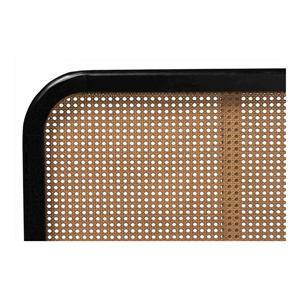 Charcoal Finished Wood and Synthetic Rattan Queen Size Platform Bed. Picture 6