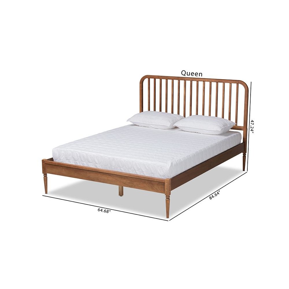 Neilan Modern and Contemporary Walnut Brown Finished Wood Full Size Platform Bed. Picture 10