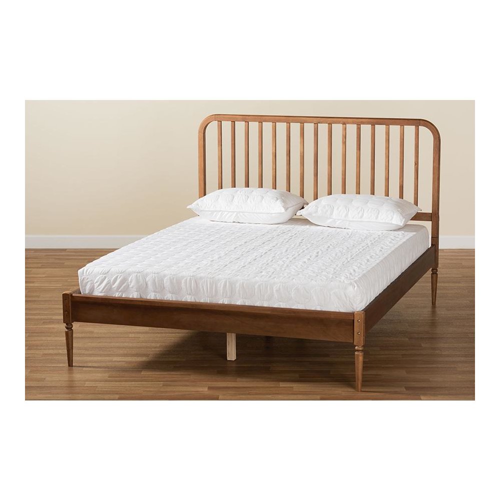 Neilan Modern and Contemporary Walnut Brown Finished Wood Full Size Platform Bed. Picture 8