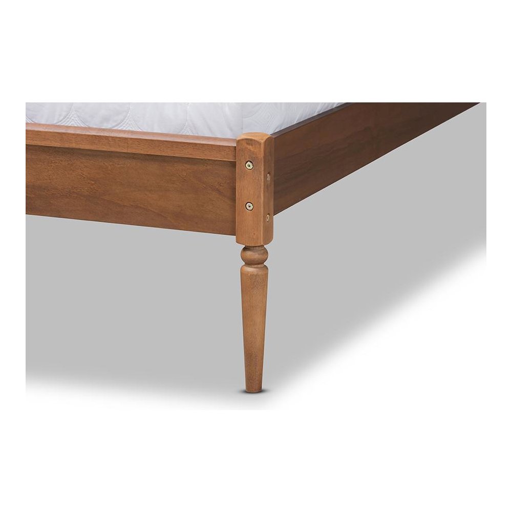 Baxton Studio Diantha Classic and Traditional Dark Grey Fabric Upholstered and Walnut Brown Finished Wood Full Size Platform Bed. Picture 5