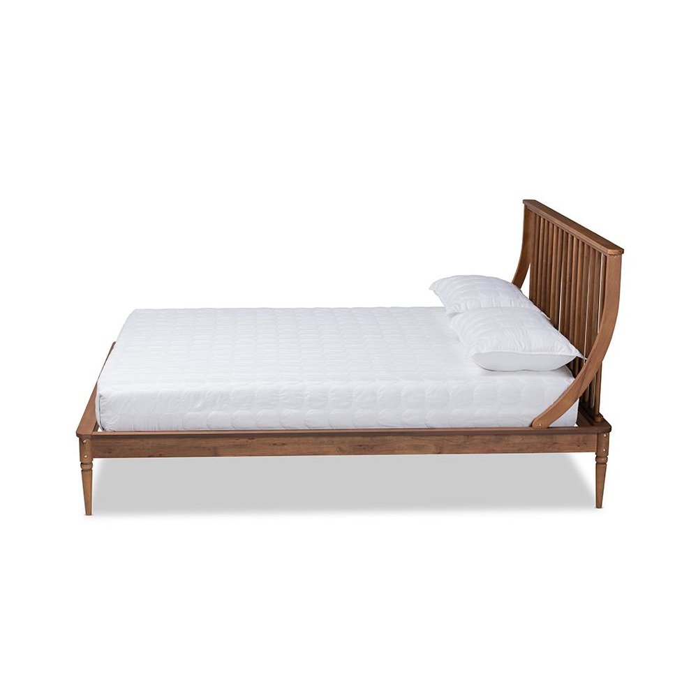 Traditional Transitional Walnut Brown Finished Wood Full Size Platform Bed. Picture 2