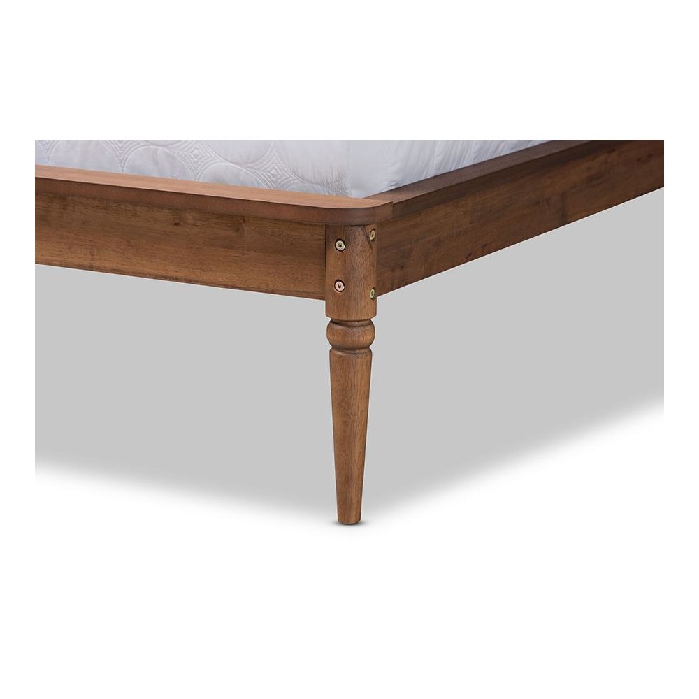 Traditional Transitional Walnut Brown Finished Wood Full Size Platform Bed. Picture 5