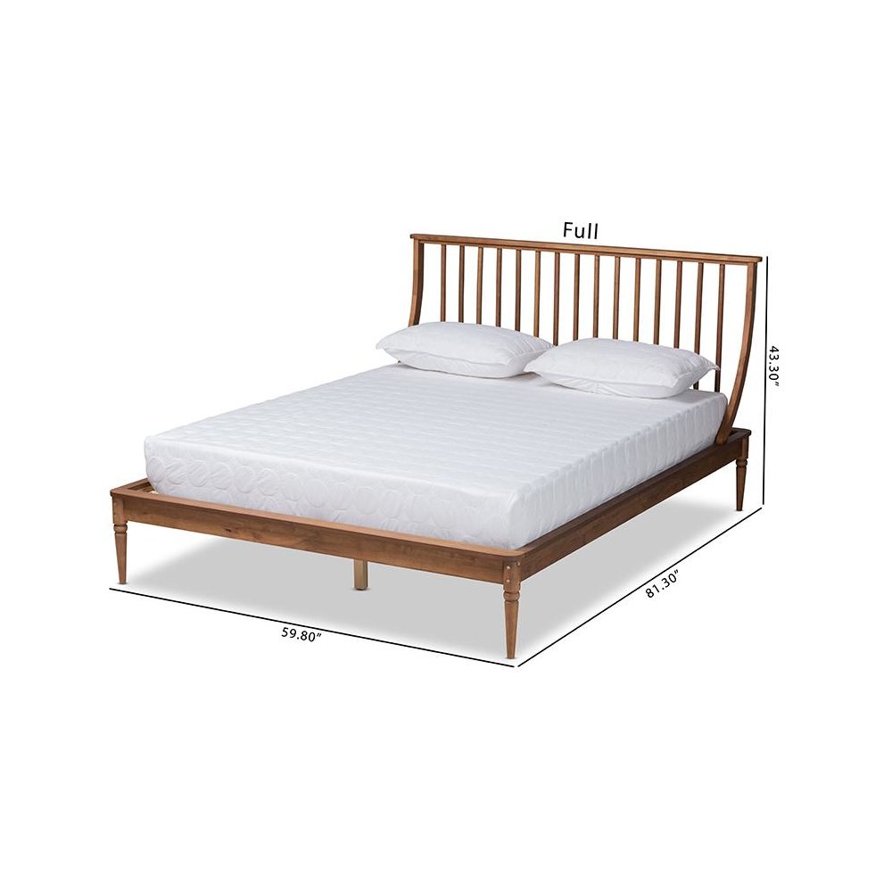 Traditional Transitional Walnut Brown Finished Wood Full Size Platform Bed. Picture 9